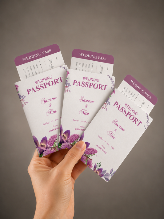 Lavender Bloom Wedding Passport Itinerary