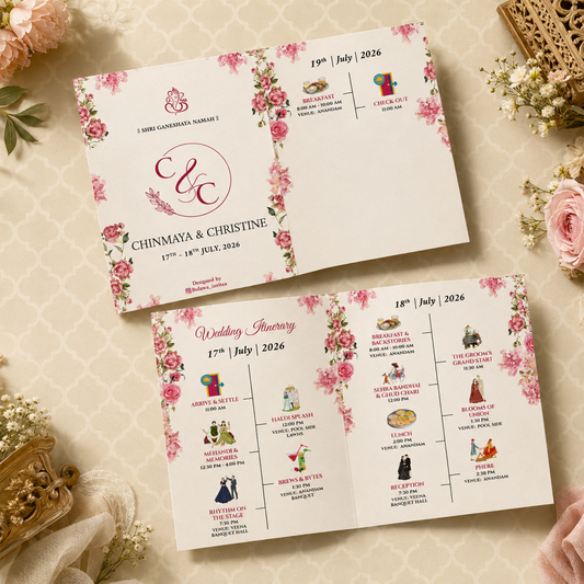 Floral Wedding Keyholder Itinerary 2D