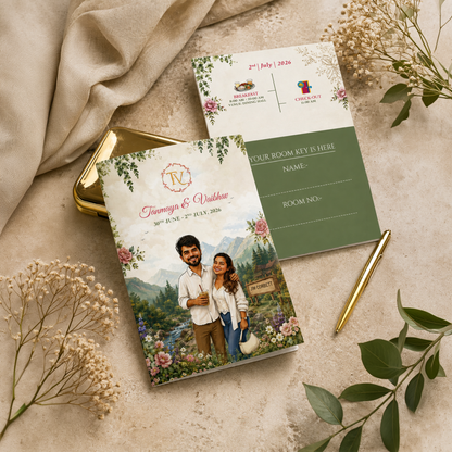 Couple Illustrated Wedding Keyholder Itinerary 2D