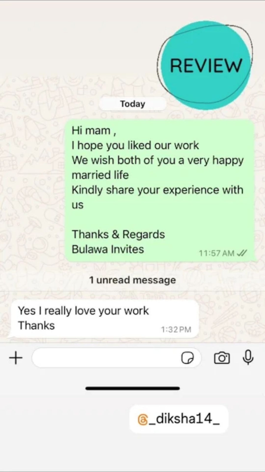 WhatsApp customer review screenshot