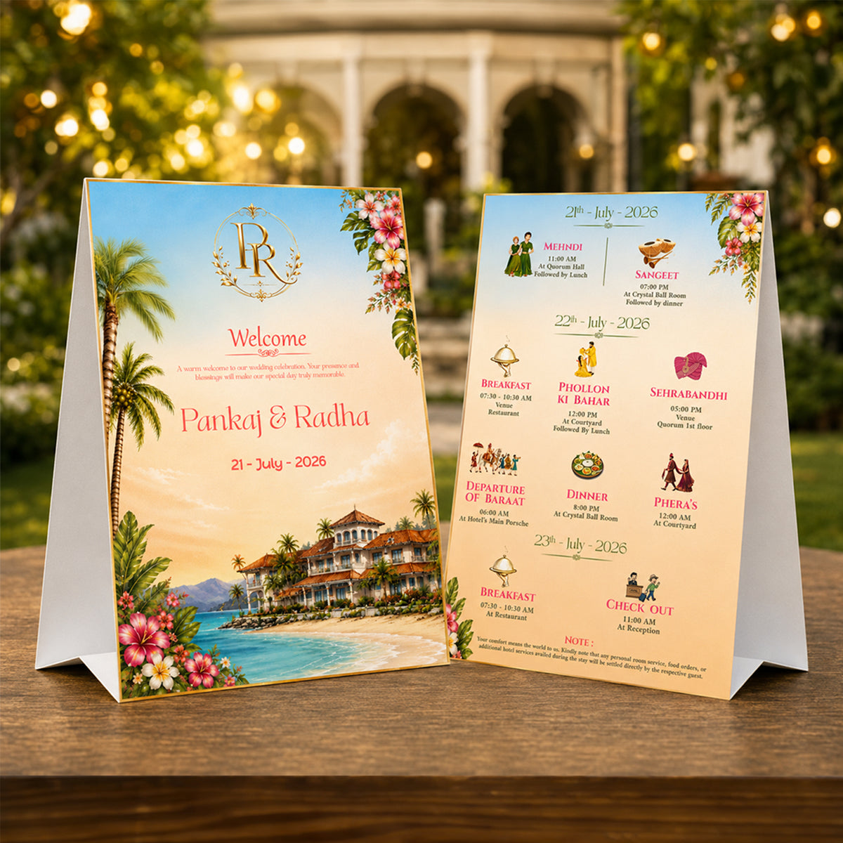 Ocean Breeze Itinerary Tent Card