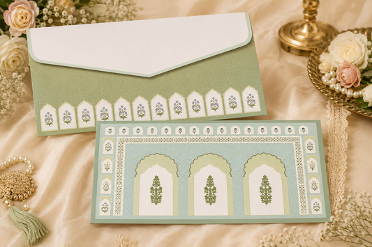 Pastel Green Heritage Shagun Envelope