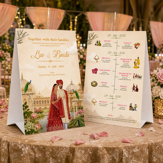 Peacock Palace Itinerary Tent Card