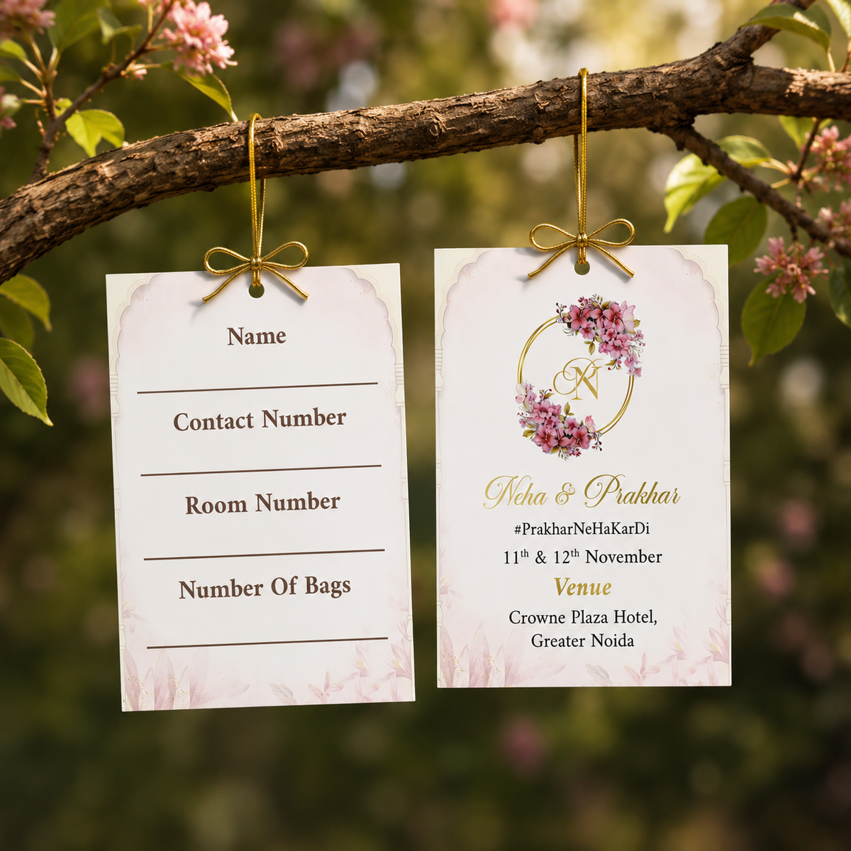 Pink Petals 2D Luggage Tag